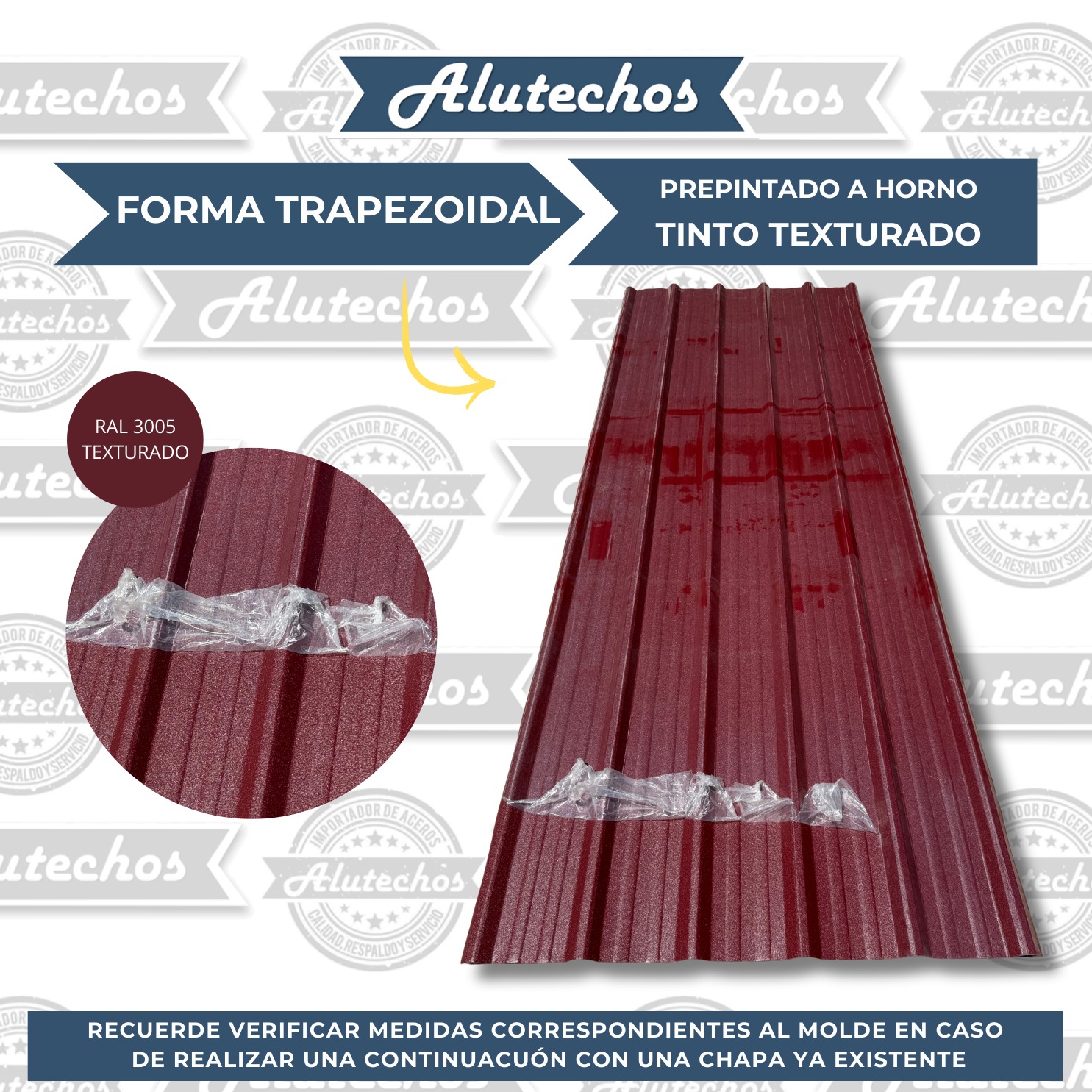 CHAPA CALIBRE 26 TEXTURADA TRAPEZOIDAL TINTO