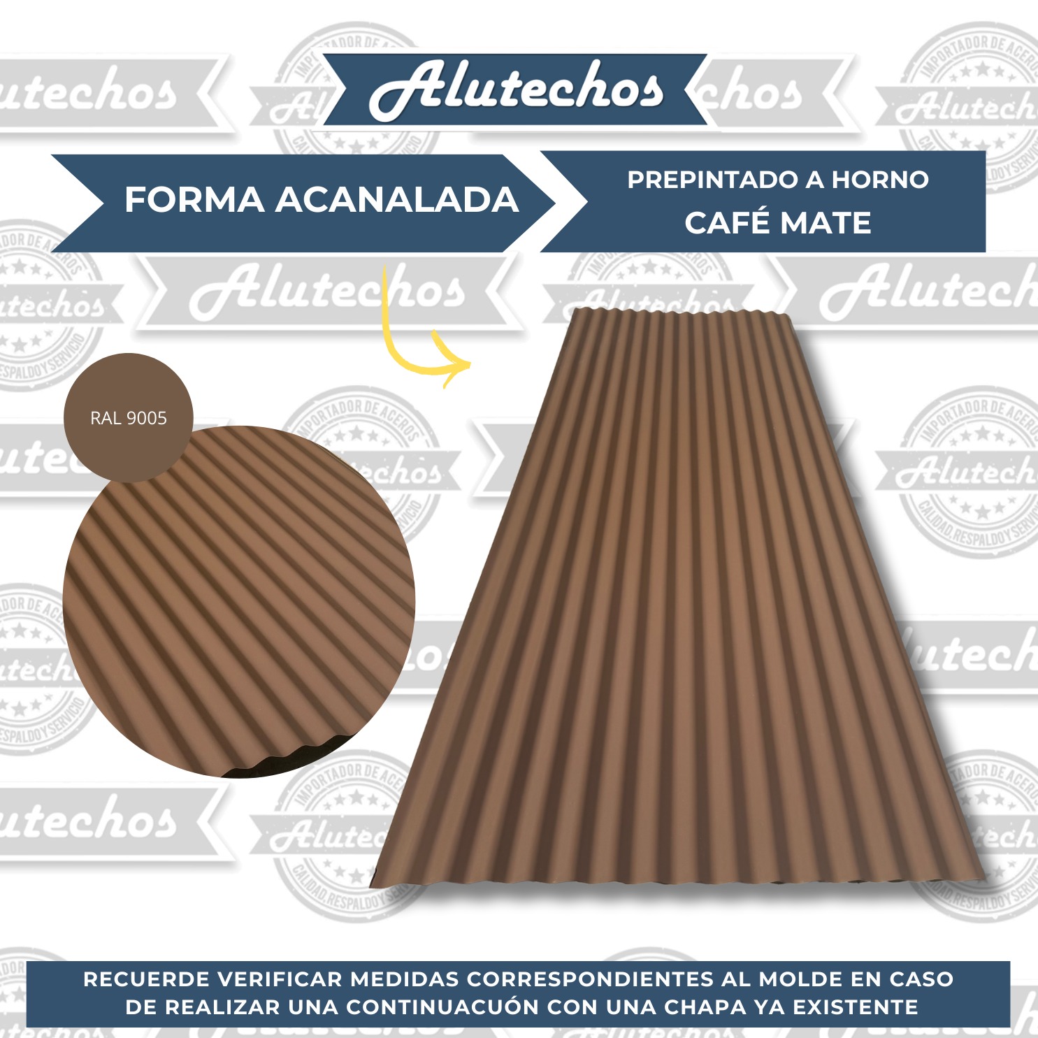 CHAPA CALIBRE 26 MATE ACANALADA - CAFE