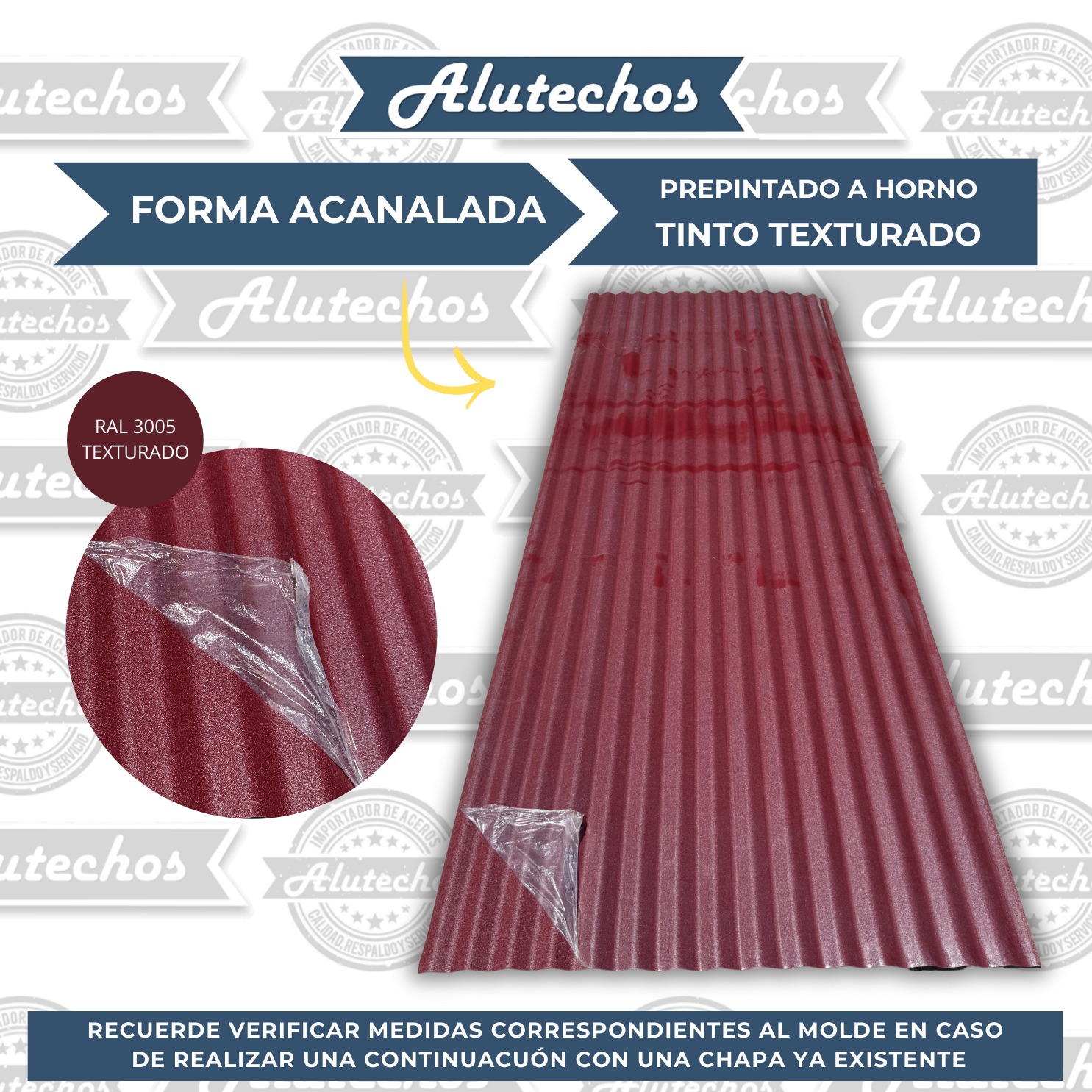 CHAPA CALIBRE 26 TEXTURADA ACANALADA TINTO