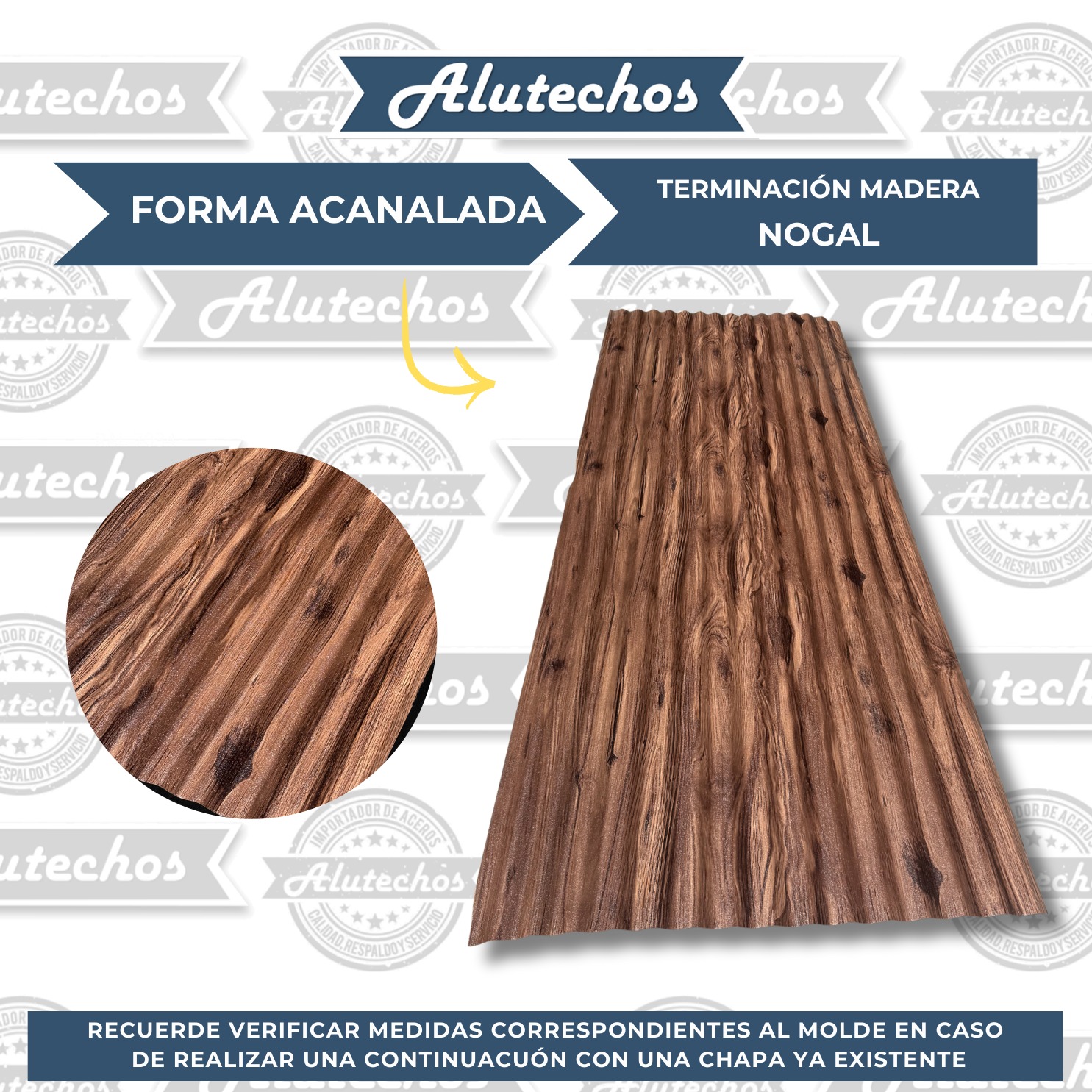 CHAPA CALIBRE 26 RusticAL ACANALADA NOGAL