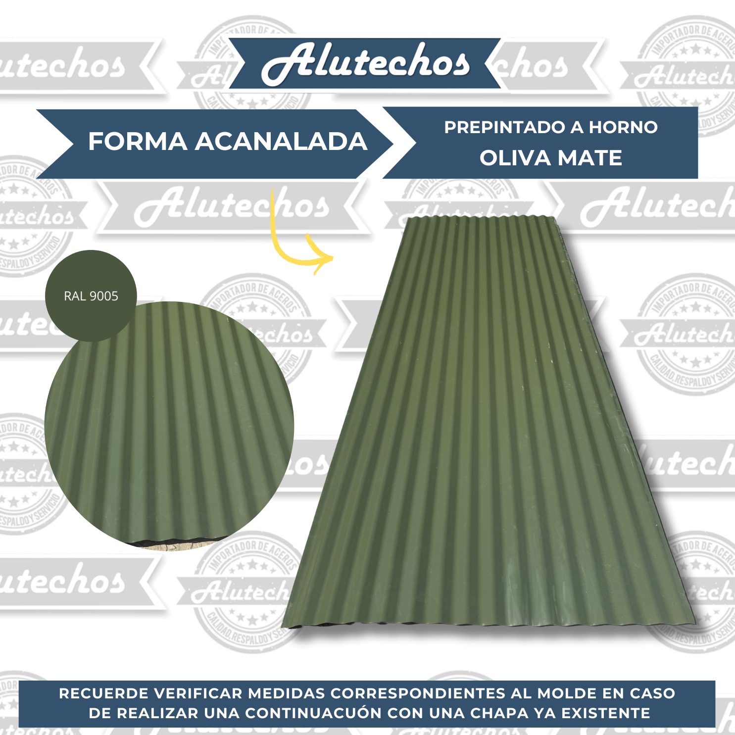 CHAPA CALIBRE 26 MATE ACANALADA OLIVA